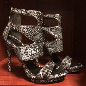 BCBG Maxazria snake suede shoes